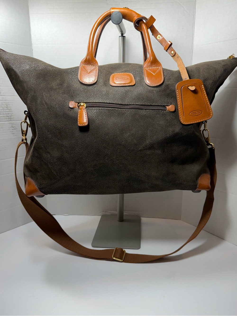 BRIC’S Leather-Trim Olive Canvas Weekender Bag - Men